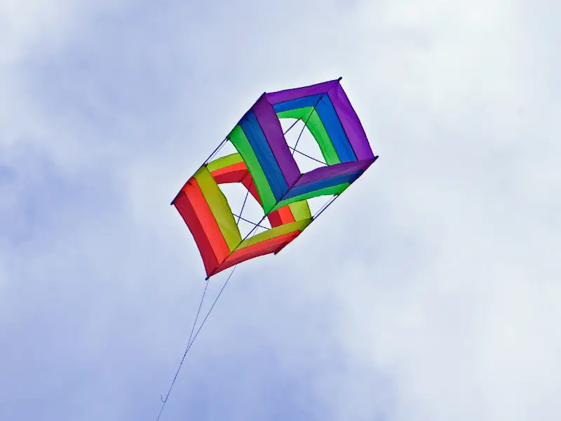 Box kite flown on a single kite line